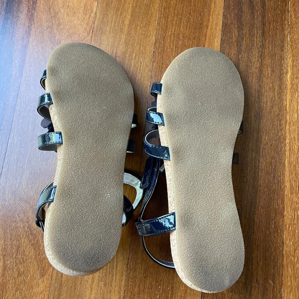 Lands' End Sz 5 Navy Blue Arabella Flower Sandals - Picture 6 of 8